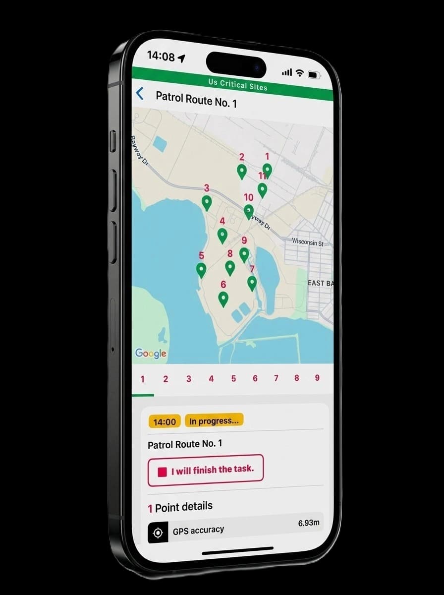 Security Live Tracking App portfolio UI mockup for Security project by Cyber Impulse Software Solutions
